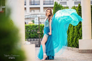 Unique Sexy Beaded Gown with Deep V Neck - Dioma Fashion