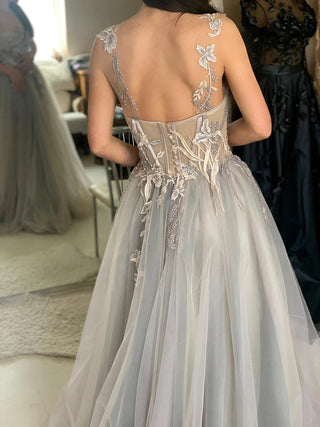 Whimsical Floral Embroidered Gown - Dioma Fashion